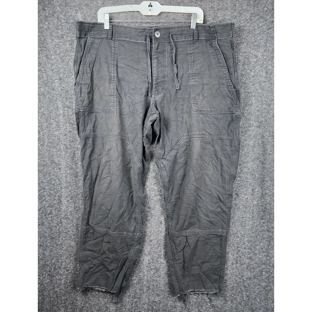 REI Co-op Utility Pants Mens 42x28 Charcoal Grey Raw Hem Drawstring Hiking